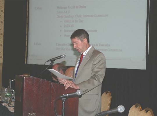 Commission Inaugural Chairman, David Guntharp (AR), presides over the 2003 Annual Business Meeting in Little Rock, Arkansas.