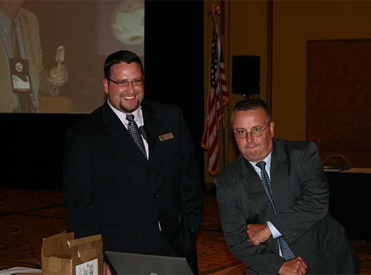 There’s Warren Emmer (ND) with Xavier Donnelly (National Office) keeping it light as he finishes his term as Chair at the 2008 Annual Business Meeting in Palm Springs, CA.