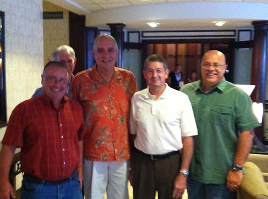 The first four Commission Chairs celebrate the tenth anniversary in Madison, WI. Warren Emmer (ND), Ken Merz (MN), David Guntharp (AR), and Milt Gilliam (OK).