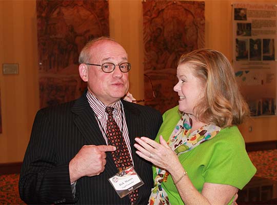 Chief Justice of the Alabama Supreme Court, Sue Bell Cobb, who gave the welcoming speech at the 2011 Annual Business Meeting in Montgomery, AL opines with Legal Counsel Rick Masters.