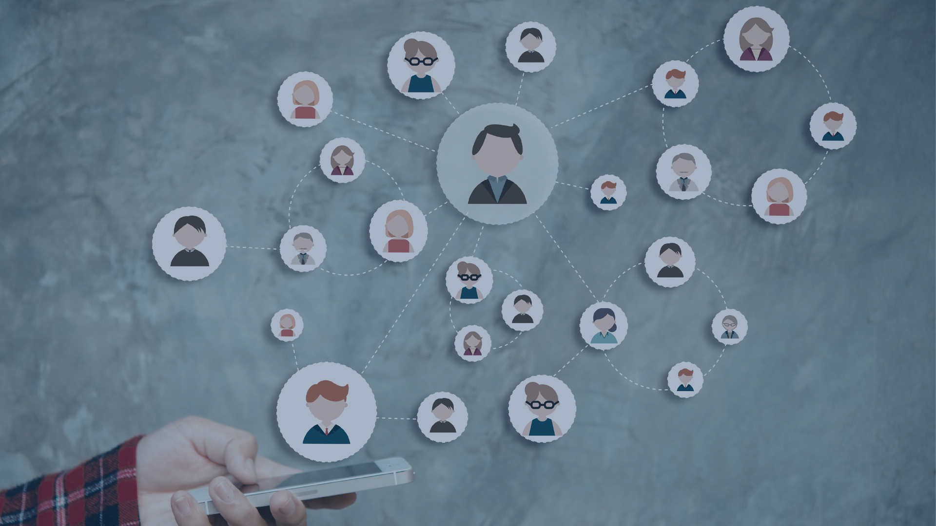 Circle Icons for connnected with dotted lines