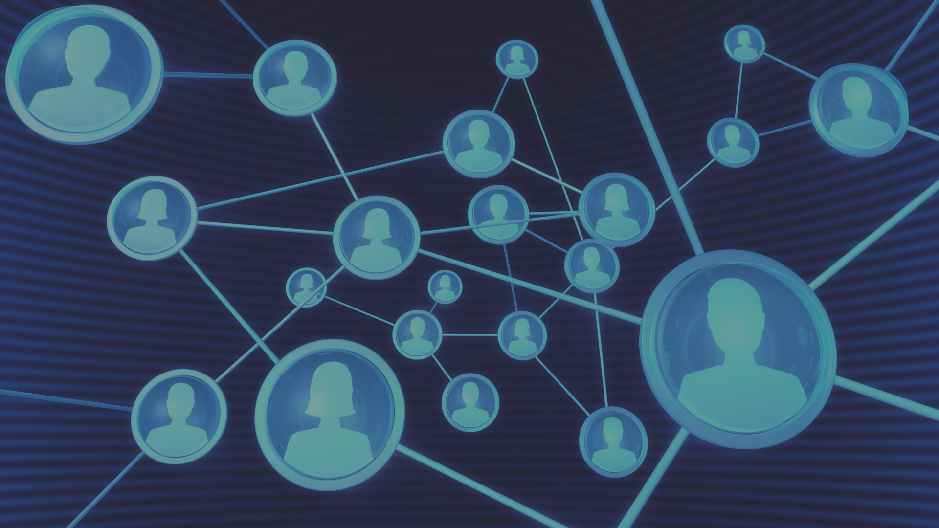 Map of connecting people icons into each other