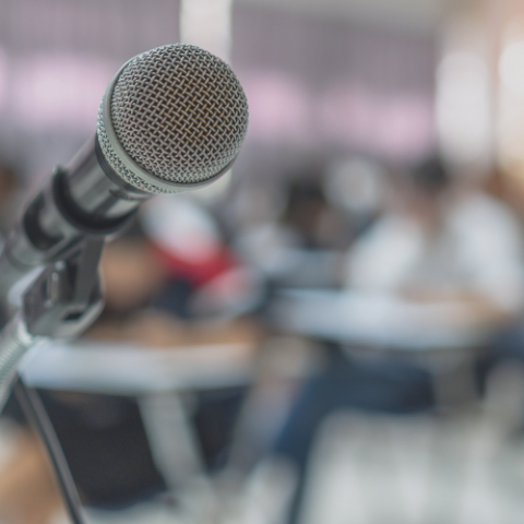 Microphone with a blurred background